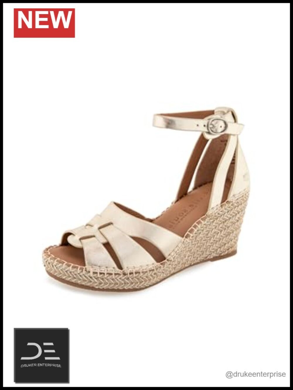 Wedge Sandals Leather Ankle Strap Open Toe Women's Coolie